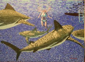 girl with sharks 2016 acrylic 19.5X26.75 in.jpg